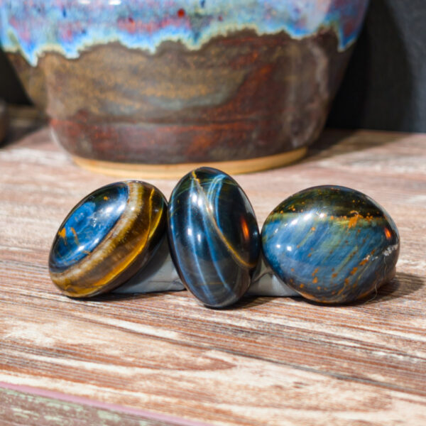 Tumbled Blue Tiger's Eye Palm Stones - Image 2