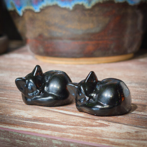 Sleepy Black Obsidian Cats - Image 2