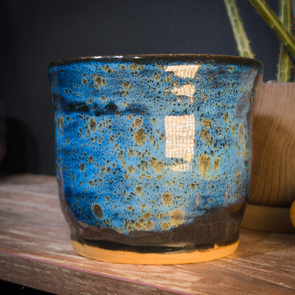 4.75" Blue Speckled Planter (without drainage)